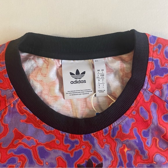 Adidas AdiTuff Shirt Men L LOOSE Embroidered Logo Tiger Crew Neck Long Sleeve - Picture 5 of 14